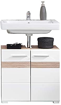 Mueble para debajo del lavabo BBC03WT Armario de baño con compartimento abierto 60 x 30 x 60 cm Estilo rústico Madera VASAGLE Armario bajo lavabo Blanco 